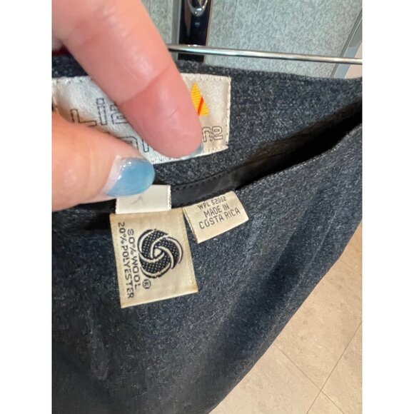 Vintage 80s Liz Claiborne Straight Gray Wool Blend Pleated Skirt with Pockets - Picture 10 of 10